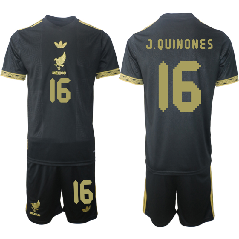 Men 2025-2026 National Team Season Mexico Black #16 Soccer Jersey